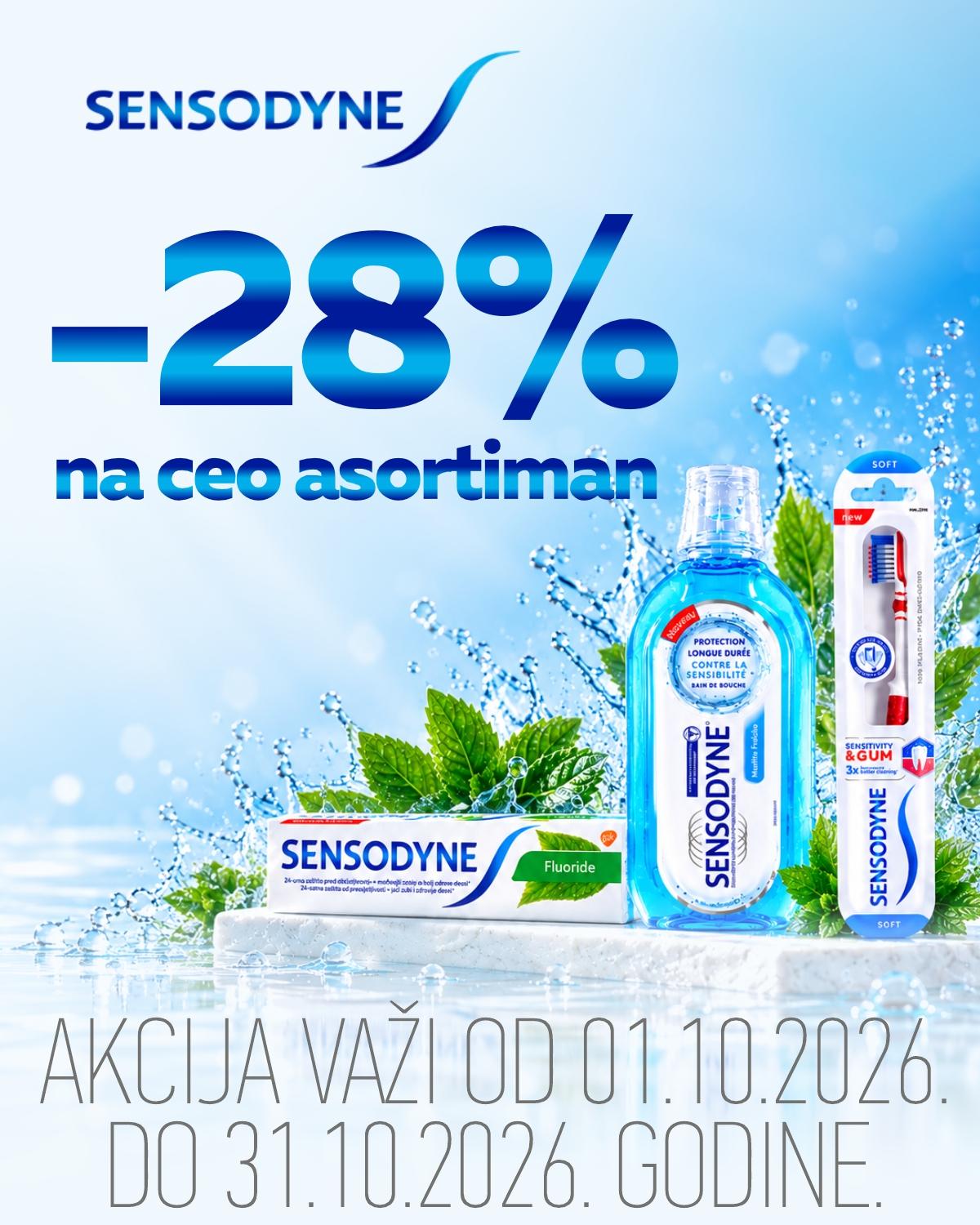 28% popusta na ceo asortiman Sensodyne proizvoda. 28% popusta na ceo asortiman Sensodyne proizvoda.